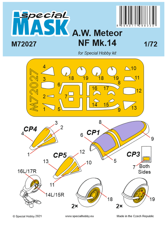 Special Hobby M72027 1:72 Gloster Meteor NF Mk.14 Paint Mask