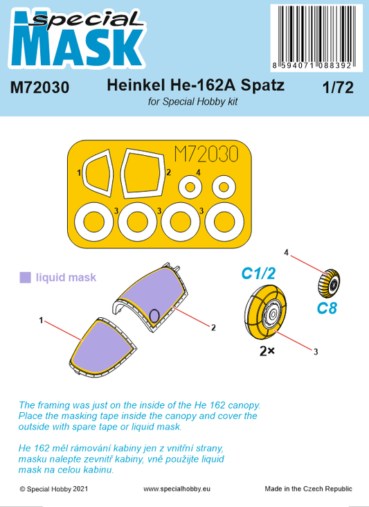 Special Hobby M72030 1:72 Heinkel He-162A Spatz Paint Mask