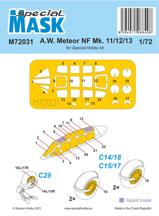 Special Hobby M72031 1:72 Gloster Meteor NF Mk.11/NF.12/NF.13 Paint Mask