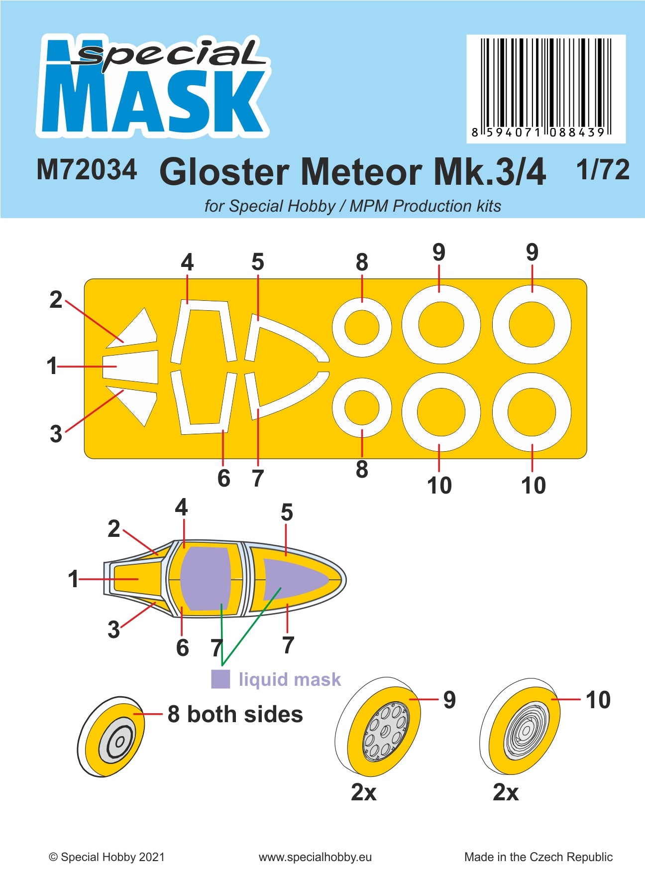 Special Hobby M72034 1:72 Gloster Meteor Mk.3/4 Paint Mask