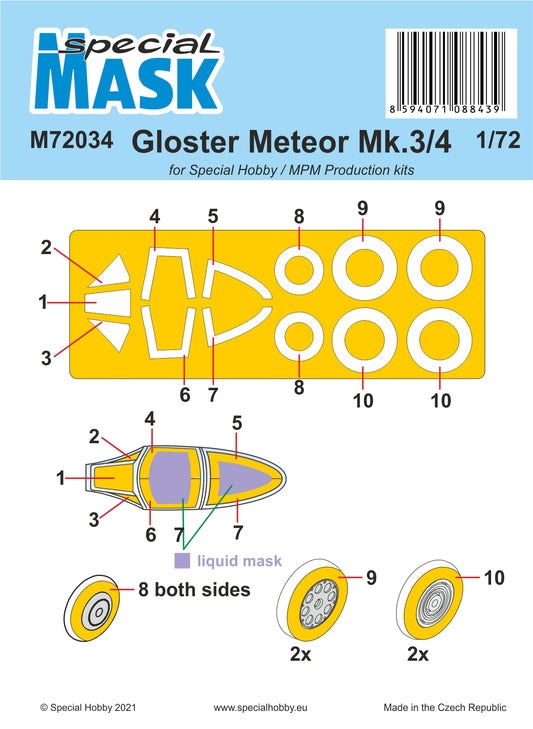 Special Hobby M72034 1:72 Gloster Meteor Mk.3/4 Paint Mask