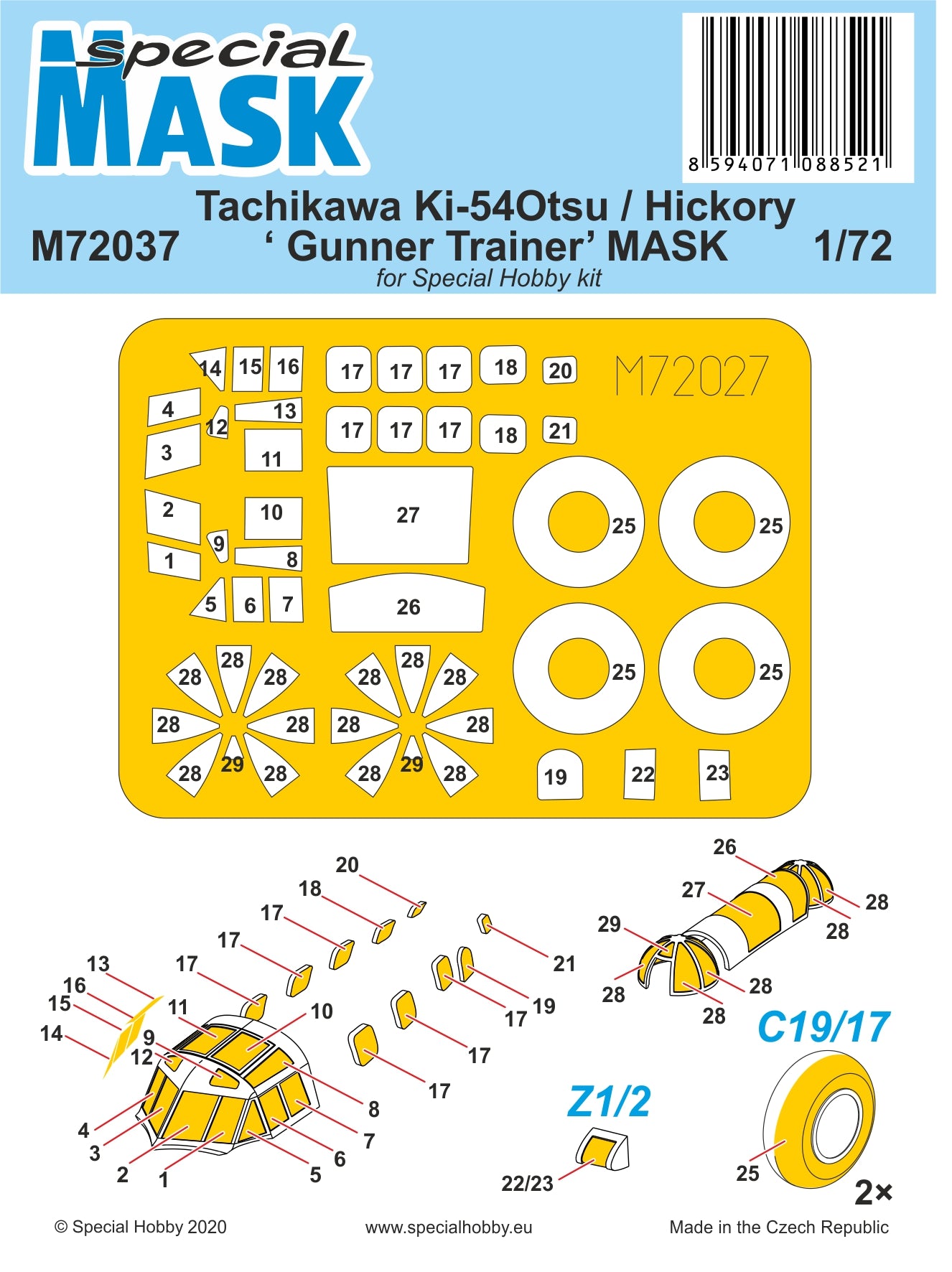 Special Hobby M72037 1:72 Tachikawa Ki-54 Otsu / Hickory 'Gunner Trainer' Paint Mask