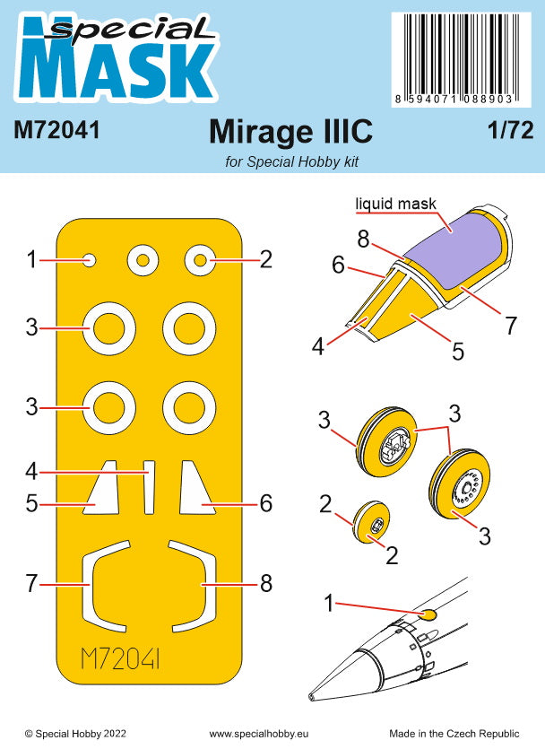 Special Hobby M72041 1:72 Dassault Mirage IIIC/IIICR Paint Mask