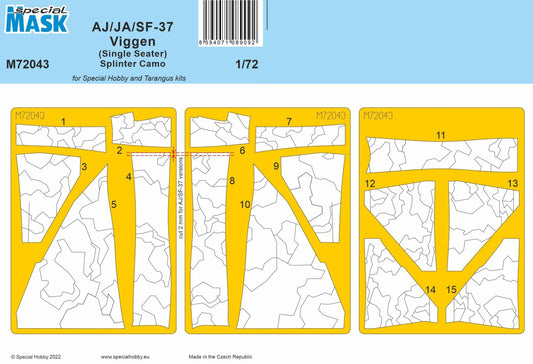 Special Hobby M72043 1:72 Saab AJ/JA/SF-37 Viggen (Single Seater) Splinter Camo Paint Mask