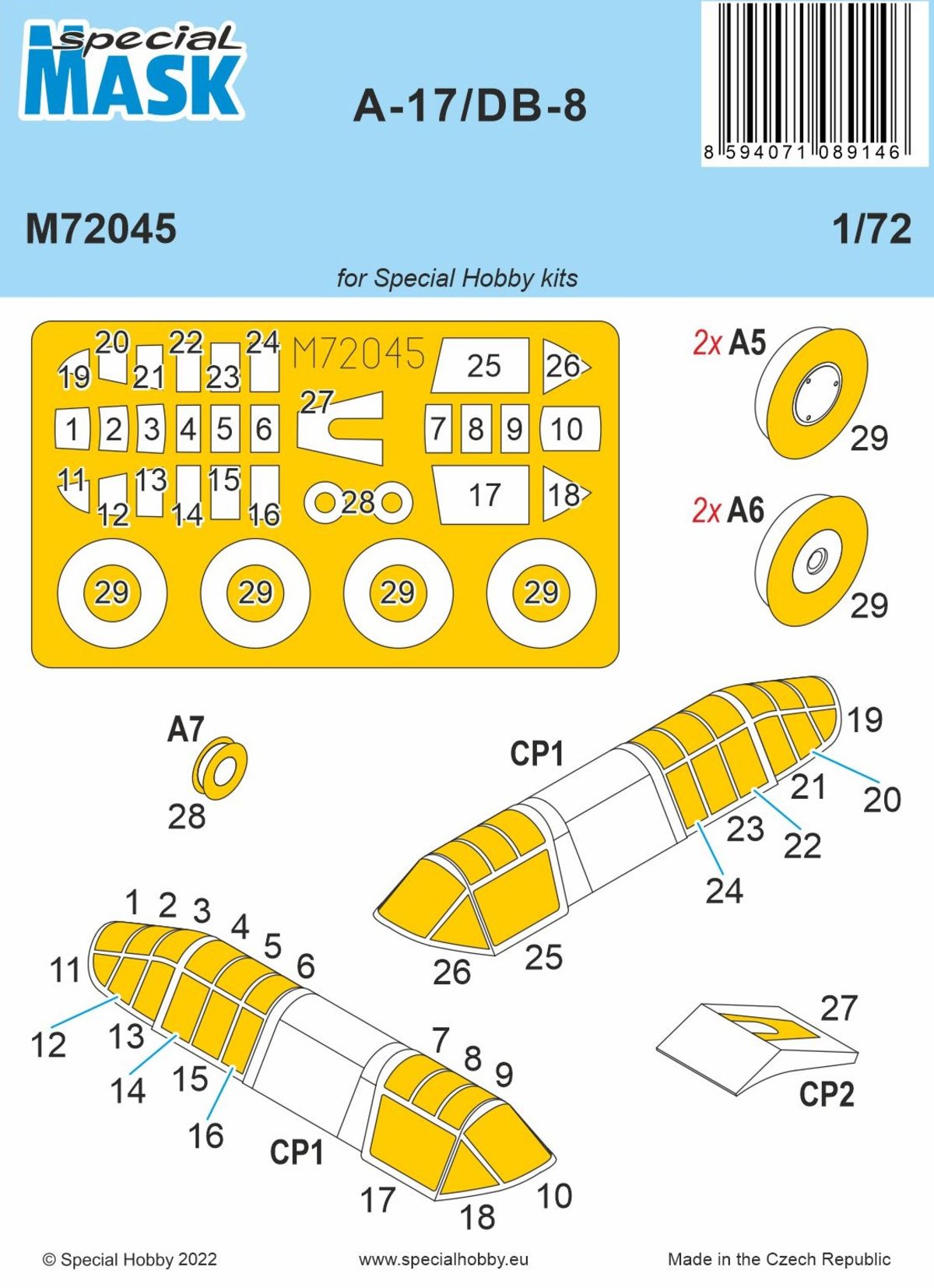 Special Hobby M72045 1:72 Douglas A-17/DB-8 Paint Mask