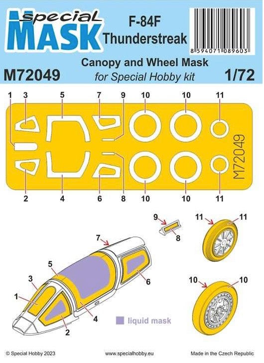 Special Hobby M72049 1:72 F-84F Thunderstreak Pre-cut spray masks