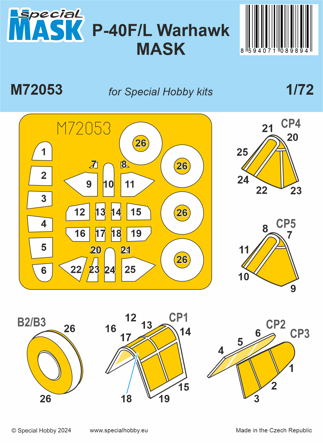 Special Hobby M72053 1:72 Curtiss P-40F/L Warhawk MASK