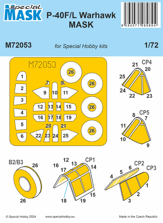 Special Hobby M72053 1:72 Curtiss P-40F/L Warhawk MASK