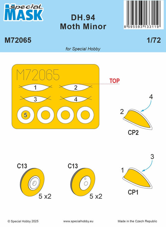 Special Hobby M72065 1:72 de Havilland DH.94 Moth Minor Mask Pre-cut paint masks