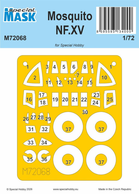 Special Hobby SHM72068 1:72 de Havilland NF Mk.XV Mosquito wheels and canopy frame paint mask