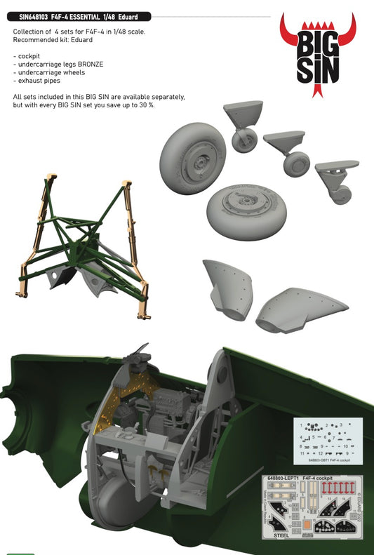 Eduard Brassin SIN648103 1:48 Grumman F4F-4 Wildcat Essential to be used with Eduard