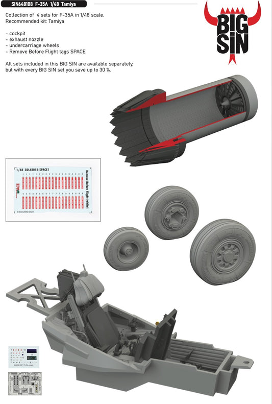 Eduard Brassin SIN648108 1:48 F-35A Lightning II to be used with Tamiya