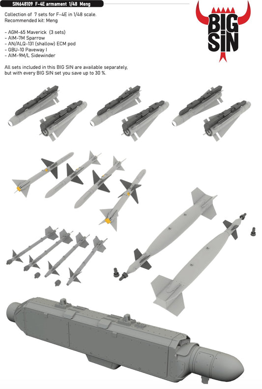 Eduard Brassin SIN648109 1:48 F-4E Phantom armament to be used with Meng