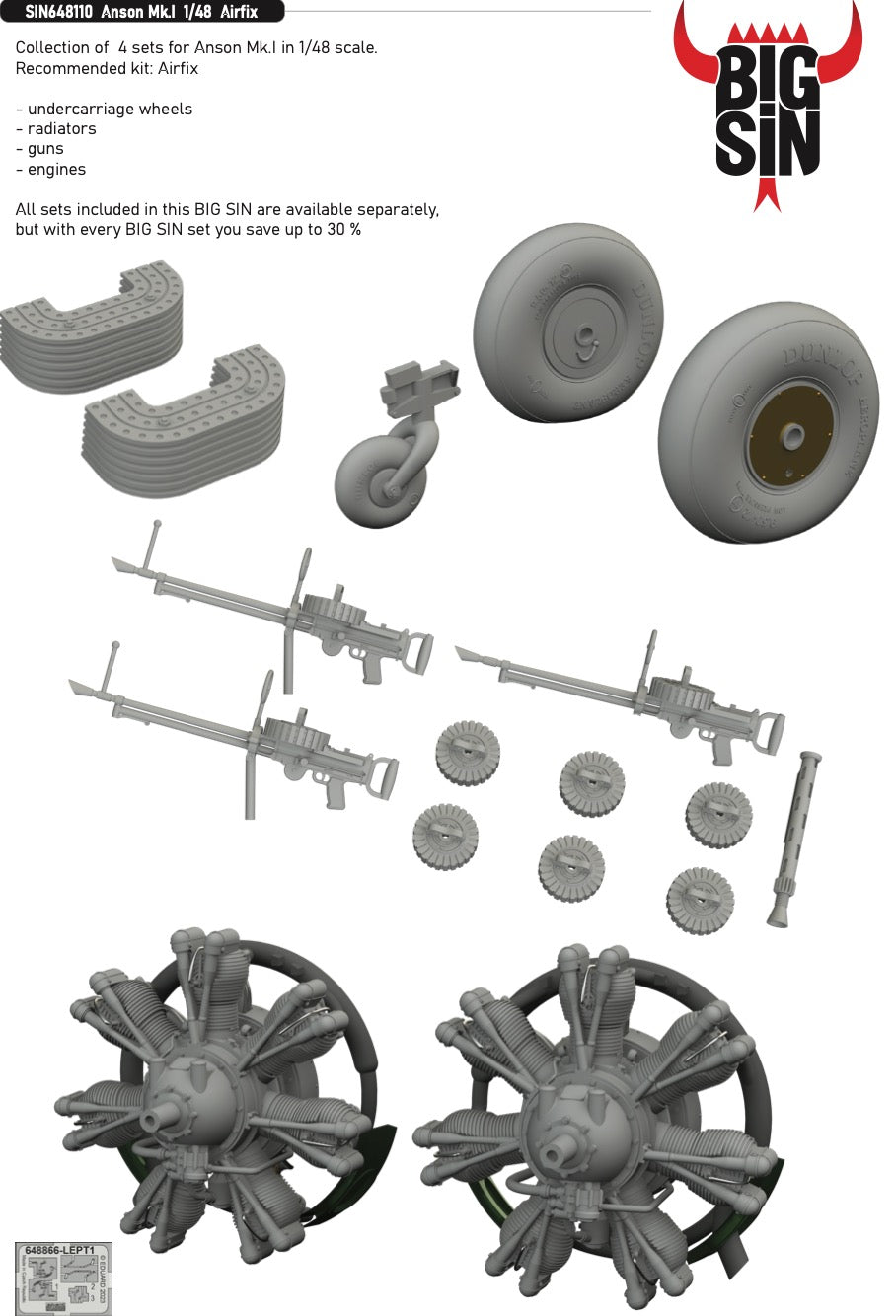 Eduard Brassin SIN648110 1:48 Avro Anson Mk.I to be used with Airfix