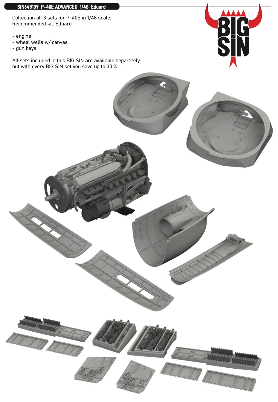 Eduard Brassin SIN648139 1:48 Curtiss P-40E Warhawk ADVANCED