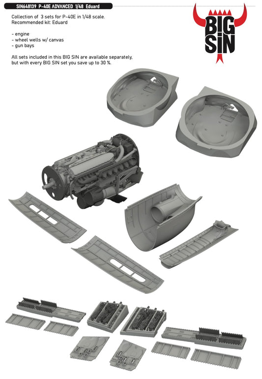 Eduard Brassin SIN648139 1:48 Curtiss P-40E Warhawk ADVANCED