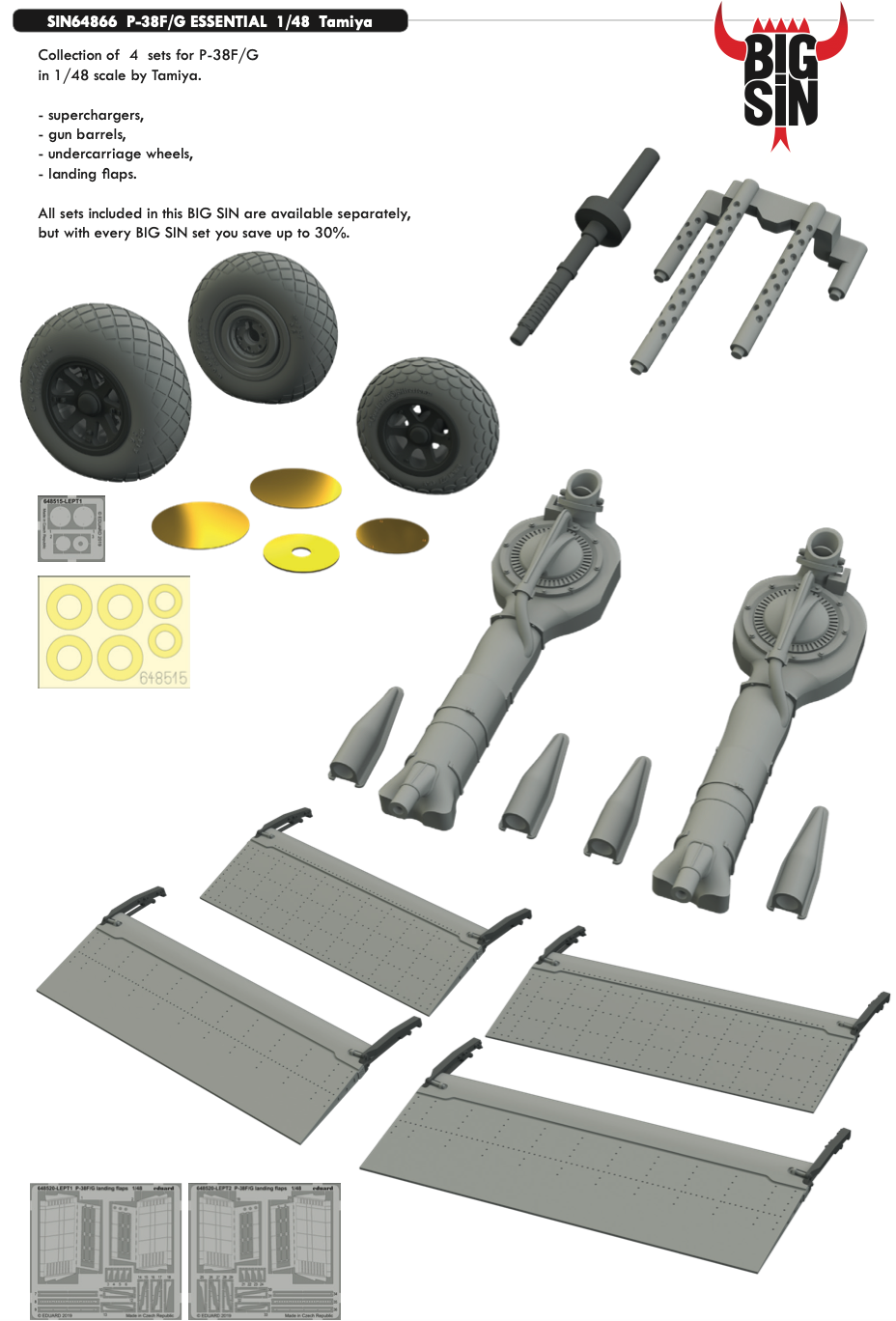 Eduard Brassin SIN64866 1:48 Lockheed P-38F/G Lightning ESSENTIAL