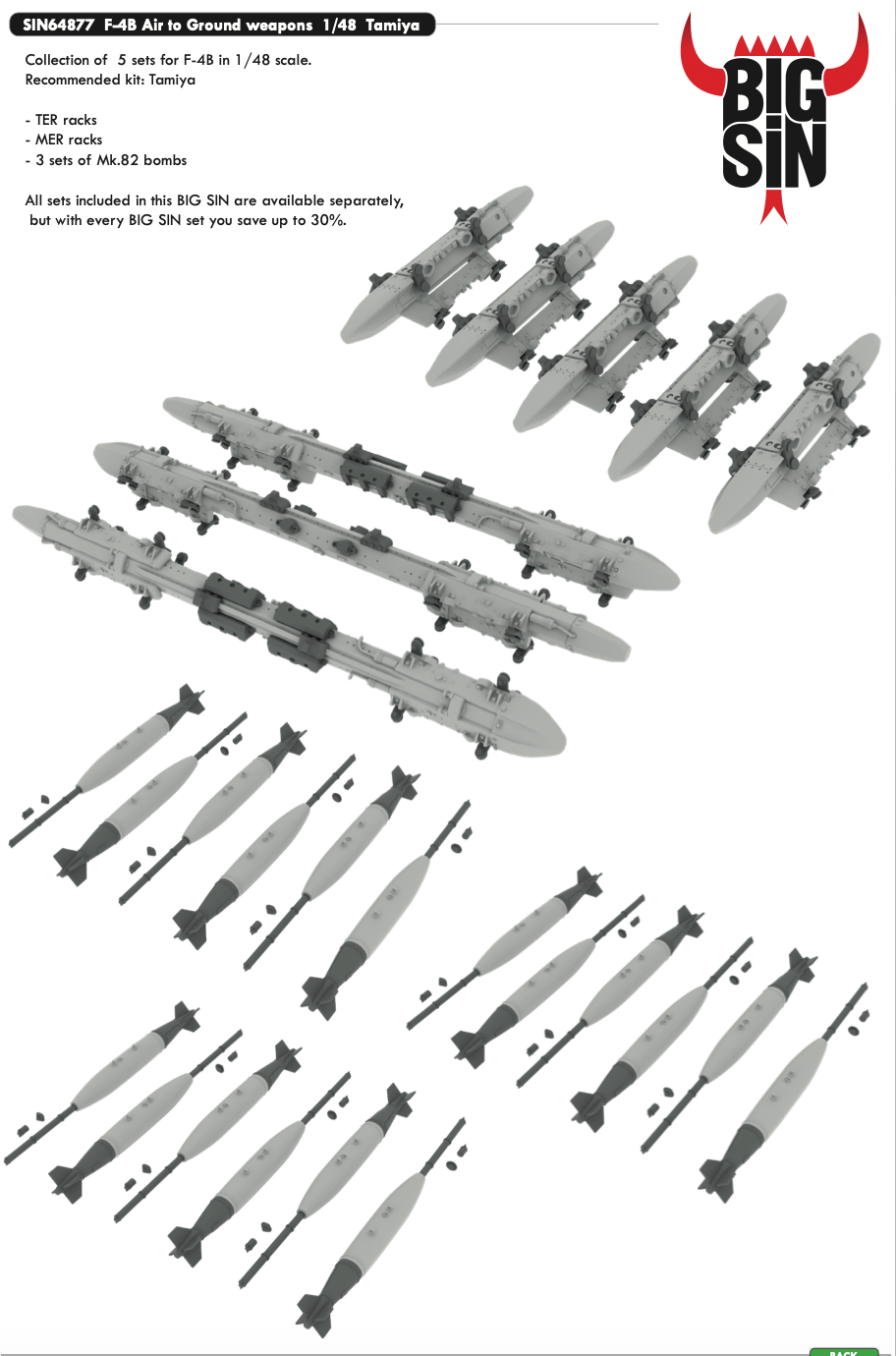 Eduard Brassin SIN64877 1:48 McDonnell F-4B Phantom Air to Ground weapons