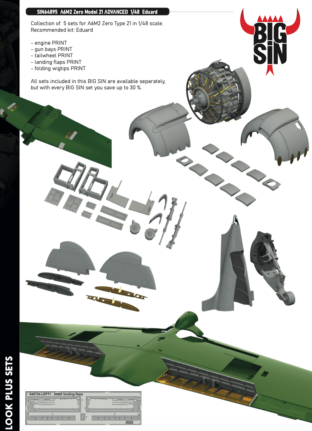 Eduard Brassin SIN64895 1:48 A6M2 Zero Model 21 ADVANCED  to be used with Eduard