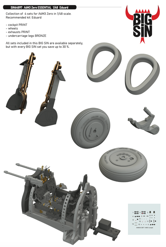 Eduard Brassin SIN64897 1:48 A6M3 Zero ESSENTIAL to be used with Eduard