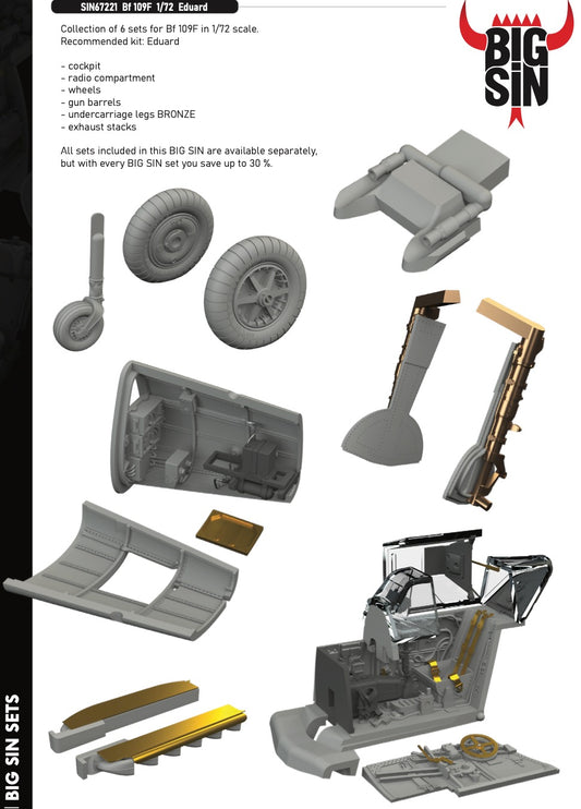 Eduard Brassin SIN67221 1:72 Messerschmitt Bf-109F-2/F-4 to be used with Eduard