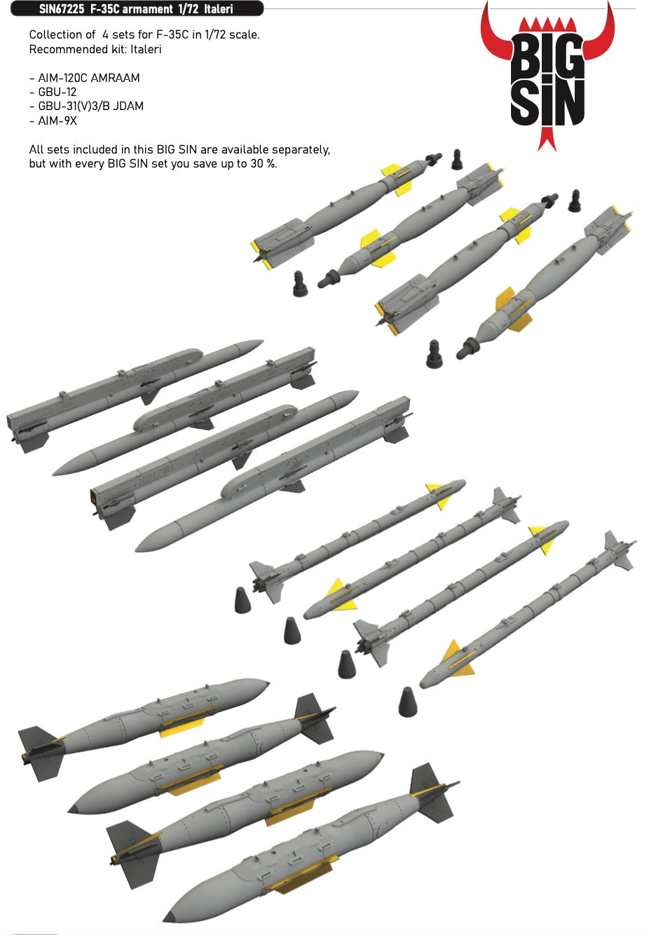 Eduard Brassin SIN67225 1:72 F-35C Lightning armament for Italeri