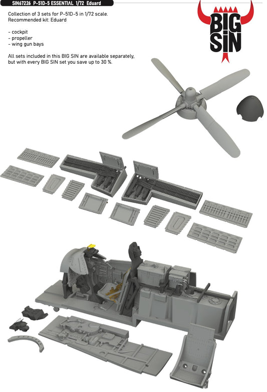 Eduard Brassin SIN67226 1:72 P-51D-5 Mustang ESSENTIAL