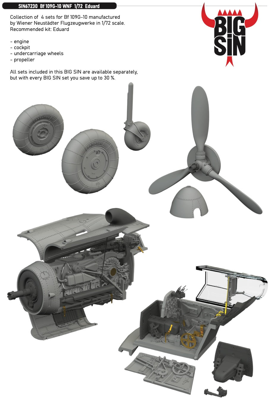 Eduard Brassin SIN67230 1:72 Messerschmitt Bf-109G-10 WNF