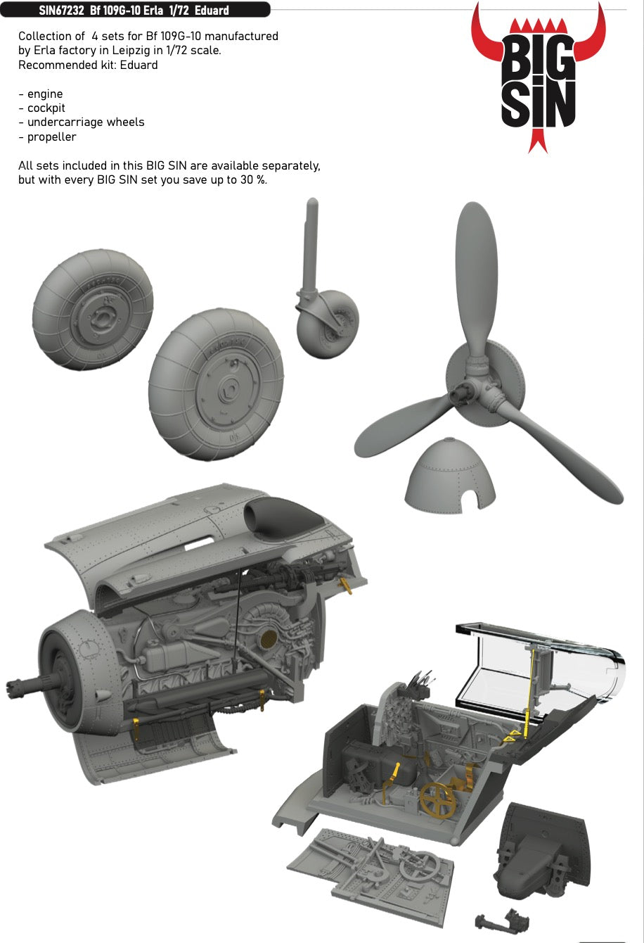 Eduard Brassin SIN67232 1:72 Messerschmitt Bf-109G-10 Erla