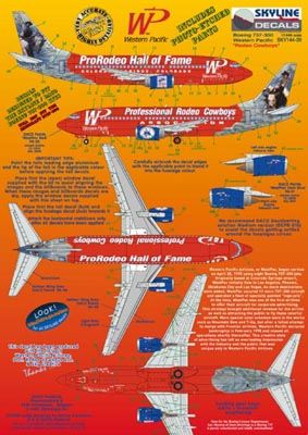 Skyline 14039 1:144 Boeing 737-300 WP Western Pacific N375TA ProRodeo Hall of Fame/Professional Rodeo Cowboys with Etched Parts