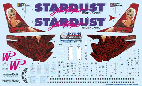 Skyline 14040 1:144 Boeing 737-300 WP Western Pacific N950WP Stardust Las Vegas with Etched Parts