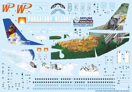 Skyline 14041 1:144 Boeing 737-300 WP Western Pacific N946WP Spirit of Durango/Purgatory Resort with Etched Parts