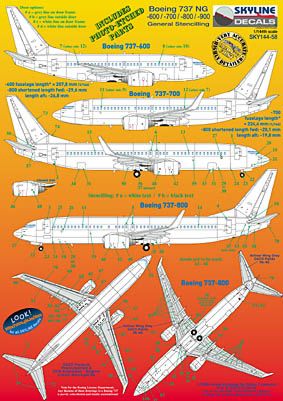 Skyline 14058 1:144 Boeing 737NG -600 --> -900 General Stencilling (NO ETCHED PARTS)