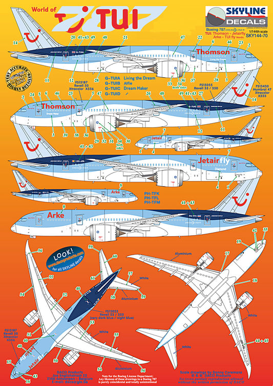 Skyline 14070 1:144 Boeing 787 Dreamliner for the TUI Group (Thomson's) (NO ETCHED PARTS)