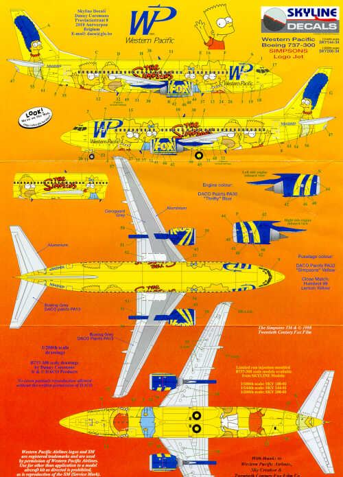 Skyline 20034 1:200 Boeing 737-300 THE SIMPSONS N949WP