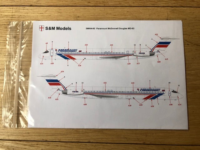 S & M Models SMK44-62 1:144 McDonnell-Douglas MD-83 Paramount Airways (MB)