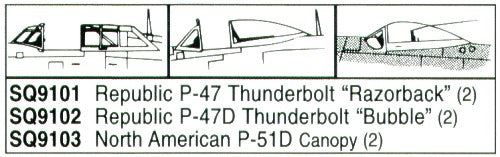 Squadron Canopies SQS9103 1:72 North-American P-51D Mustang x 2