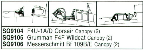 Squadron Canopies SQS9105 1:72 Grumman F4F-4 Wildcat Mk.4 x 2