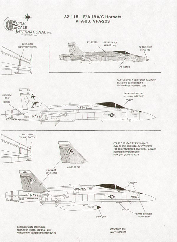 Superscale SS32115 1:32 McDonnell-Douglas F/A-18A / F/A-18C  Hornet