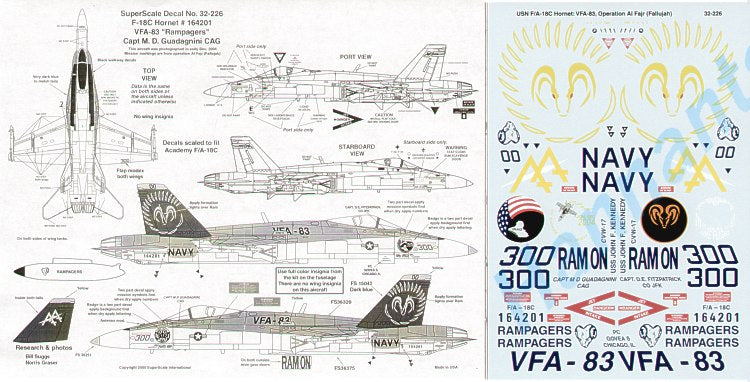 Microscale SS32226 1:32 McDonnell-Douglas F/A-18C Hornet VFA-83 'Rampagers'