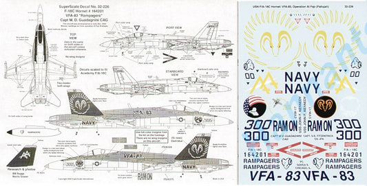 Microscale SS32226 1:32 McDonnell-Douglas F/A-18C Hornet VFA-83 'Rampagers'