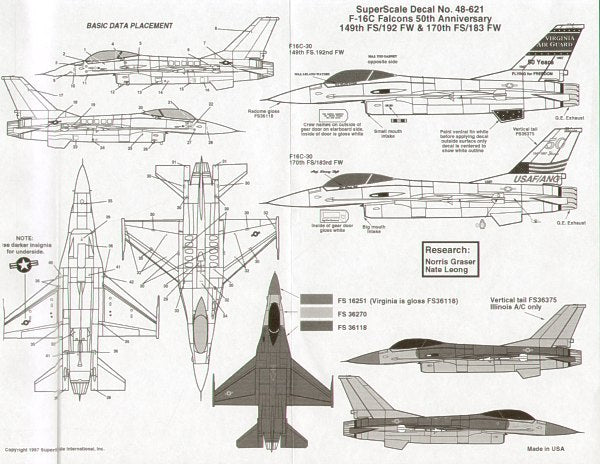 Superscale SS480621 1:48 Lockheed-Martin F-16C 50th Anniversary