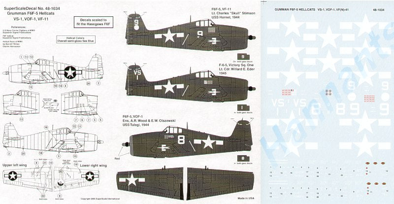 Microscale SS481034 1:48 Grumman F6F-5 Hellcats