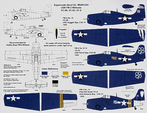 Superscale SS481224 1:48 General-Motors FM-2 Wildcats VC-8, VC-93 and VC-99