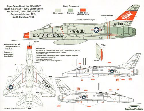 Superscale SS481247 1:48 North-American F-100C 333RD FDS