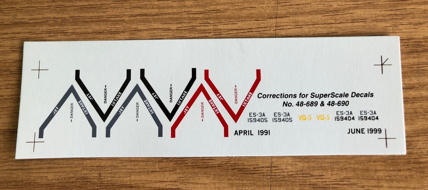 Superscale SS48S3 1:48 Lockheed S-3A/S-3B Viking Jet Intake Warning Signs