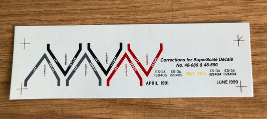 Superscale SS48S3 1:48 Lockheed S-3A/S-3B Viking Jet Intake Warning Signs