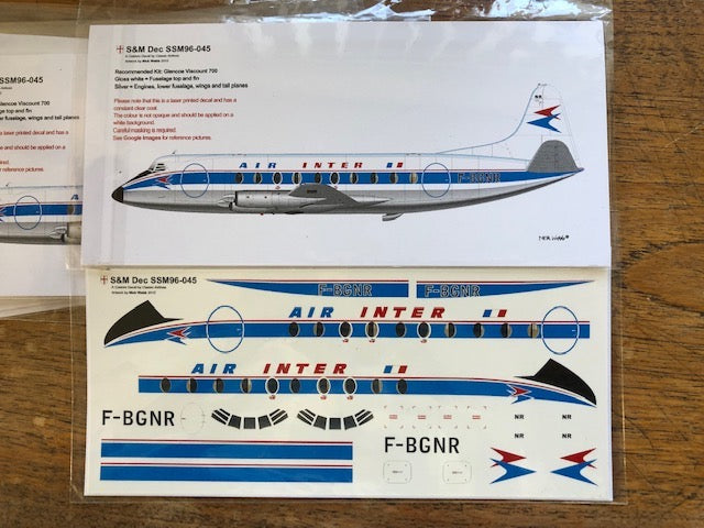 S & M Models SSM96-045 1:96 Air Inter for The Glencoe Vickers Viscount 400 (MB)