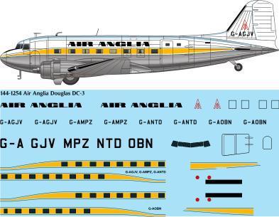 26 Decals ST144-1254 1:144 Air Anglia Douglas DC-3 laser decal G-AGJV G-AMPZ G-ANTO G-AOBN