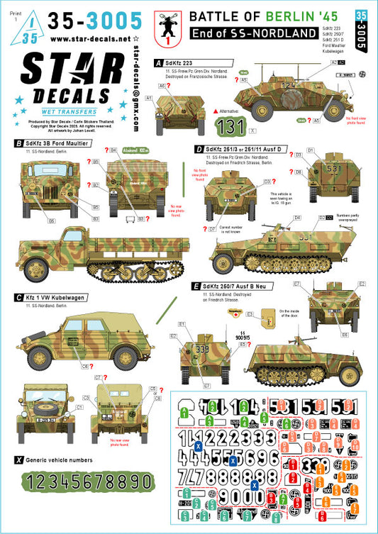 Star Decals 35-3005 1:35 Battle of Berlin '45 # 1.